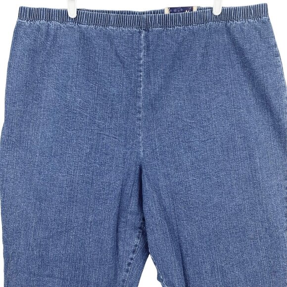 L.A. Blues Women's Blue Denim Pants Size 30/32 Pull-on Elastic Waist High Rise - Picture 3 of 10